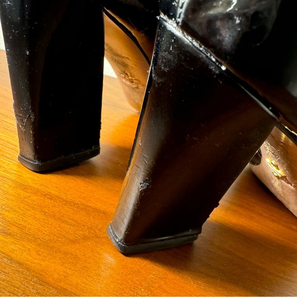 Prada Black Patent Leather Peep Toe Block Heel Pumps Size 40.5 - Picture 13 of 15